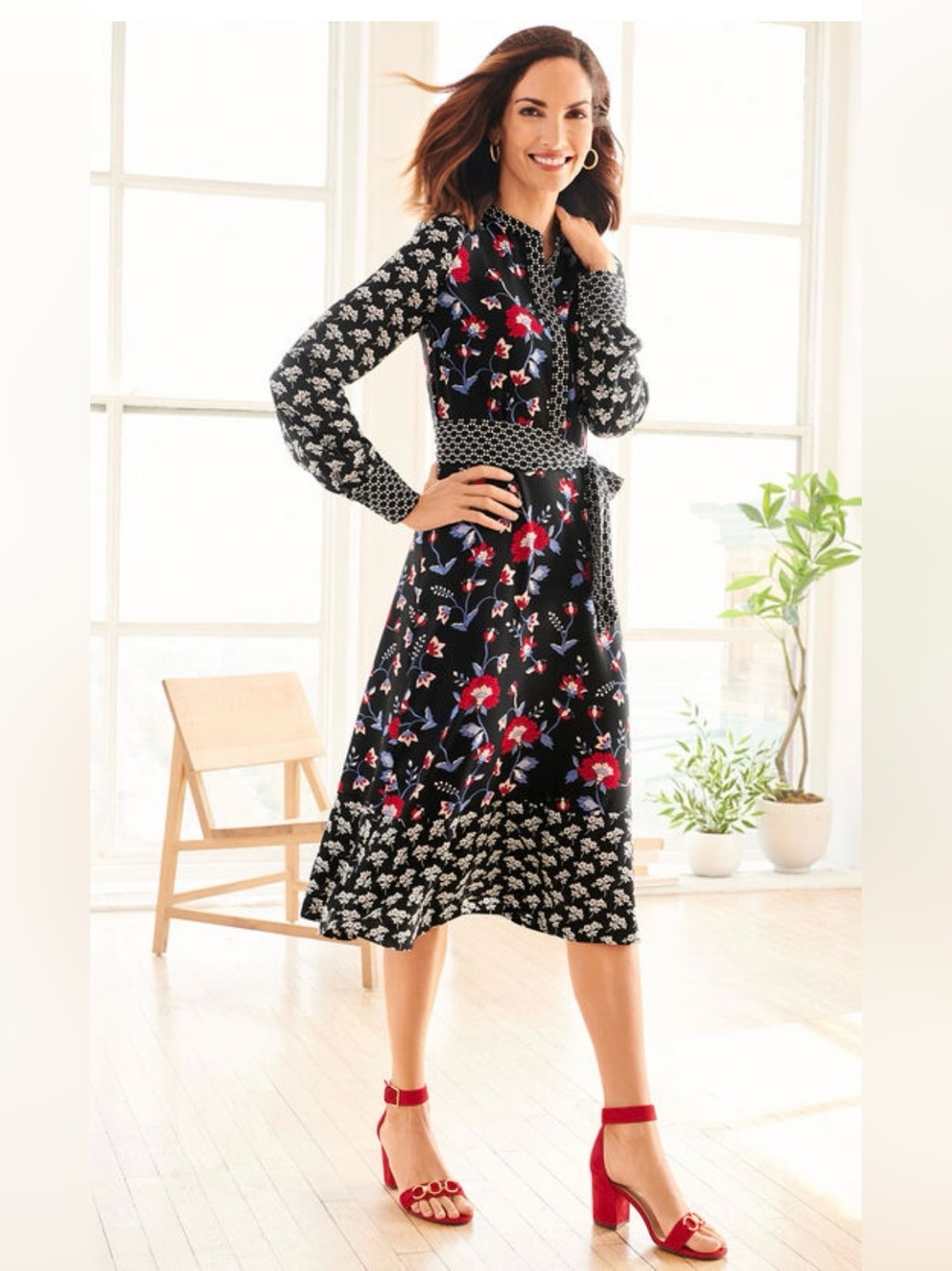 Talbots Mixed Flora Crepe Dress Size 2P